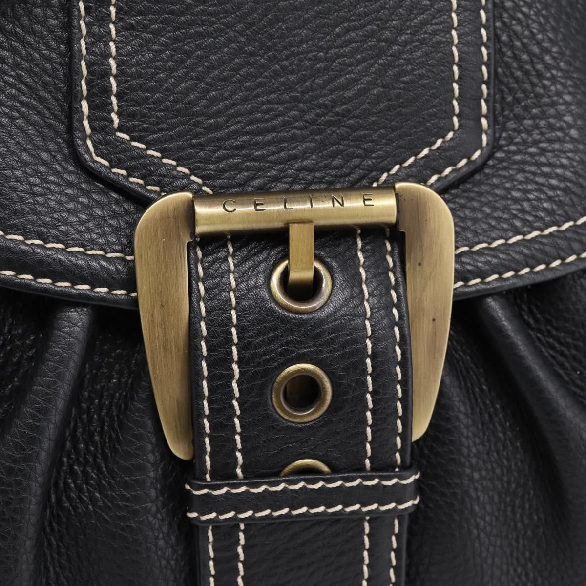 Celine Shoulder Leather Black Leather Shoulder Bag Bag (Pre-Owned)