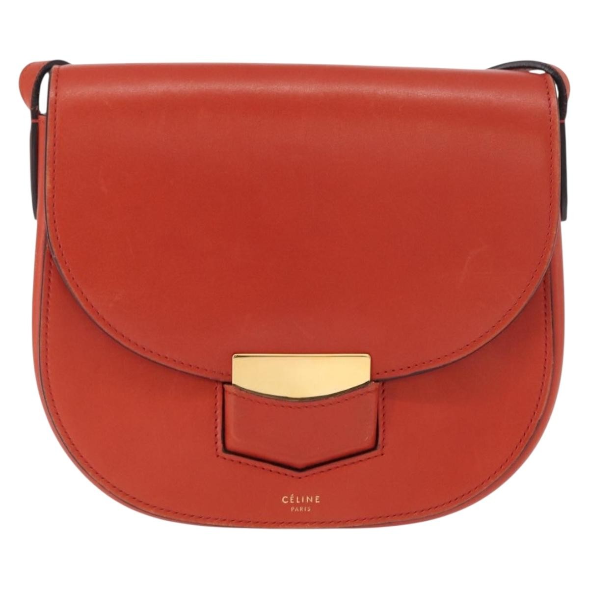 Celine Trotteur Messenger Calfskin Orange Leather Shoulder Bag Bag (Pre-Owned)