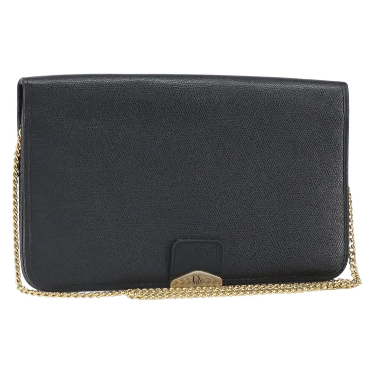 Christian Dior Vintage Chain Flap Leather Black Leather Shoulder Bag Bag (Pre-Owned)