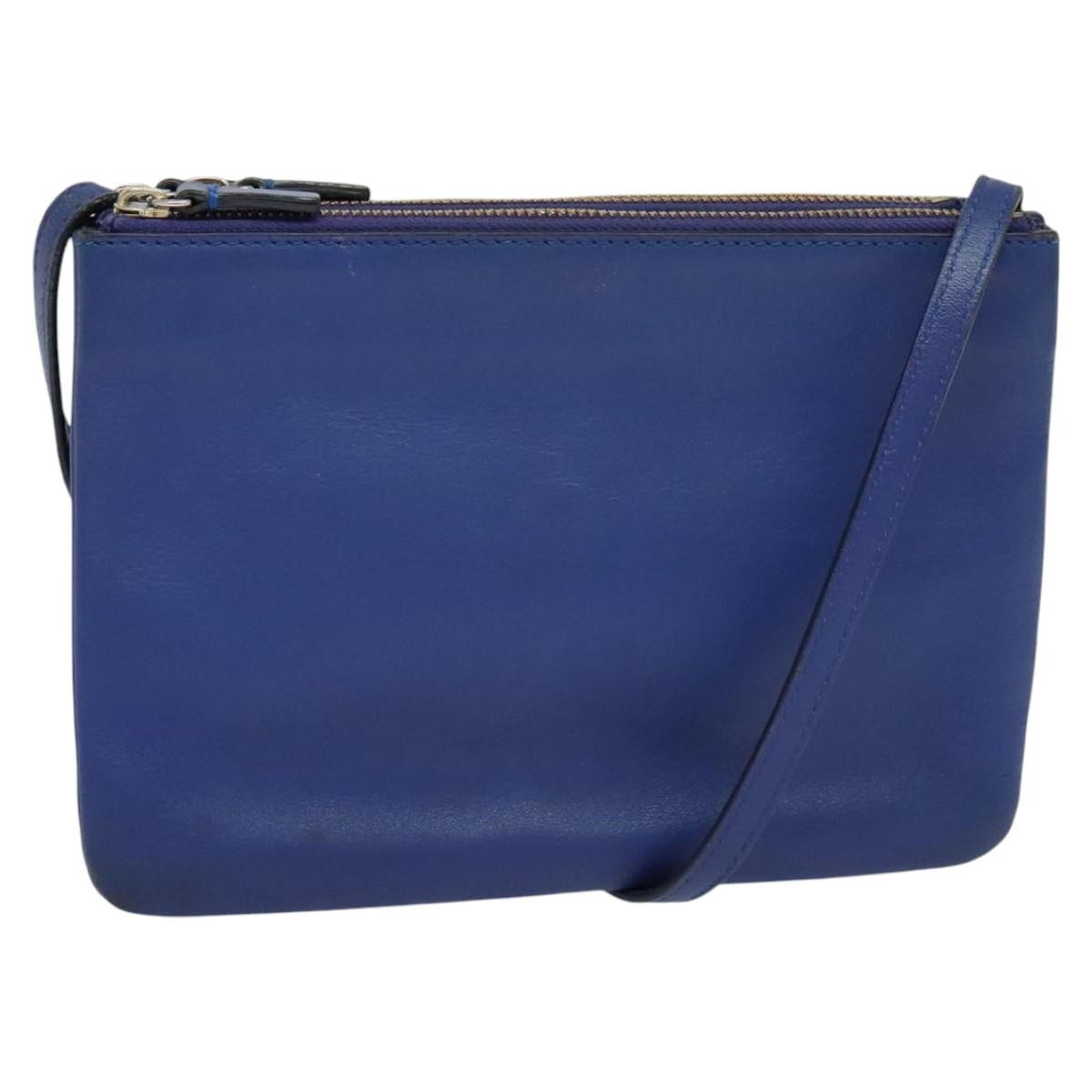 Celine Trio Leather Blue Leather Shoulder Bag Bag (Pre-Owned)