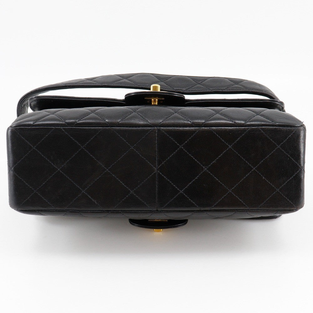 Chanel Vintage Double Sided Quilted Lambskin Black Leather Shoulder Bag Bag (Pre-Owned)