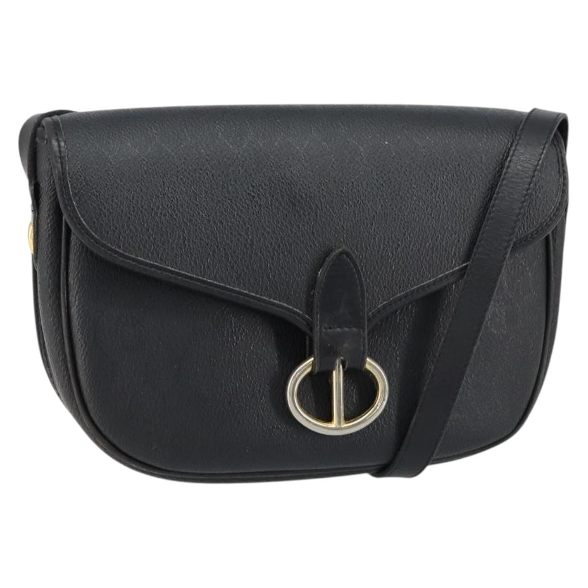 Christian Dior Vintage Honeycomb Flap Coated Canvas Black Canvas Shoulder Bag Bag (Pre-Owned)