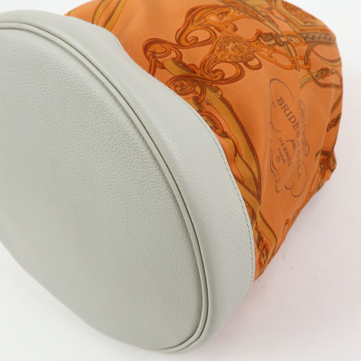Hermes Soie Cool Printed Silk And Calfskin Orange Silk Handbag (Pre-Owned)
