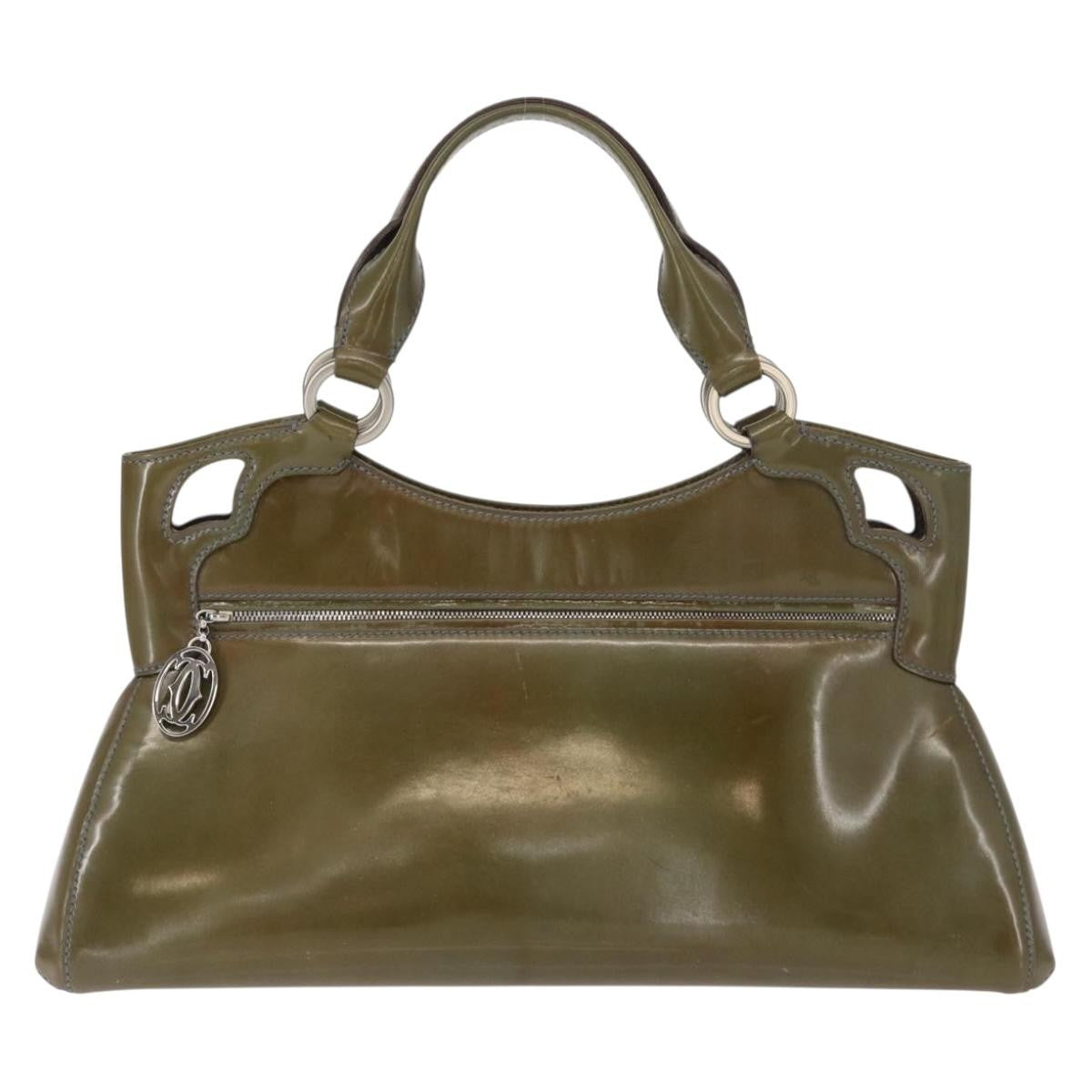 Cartier Marcello Patent Leather Khaki Patent_Leather Handbag (Pre-Owned)