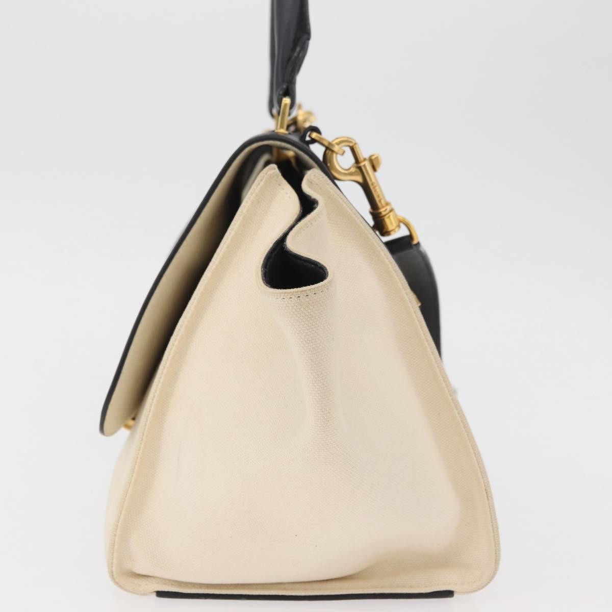 Celine Trapeze Leather With Canvas Beige Canvas Handbag (Pre-Owned)