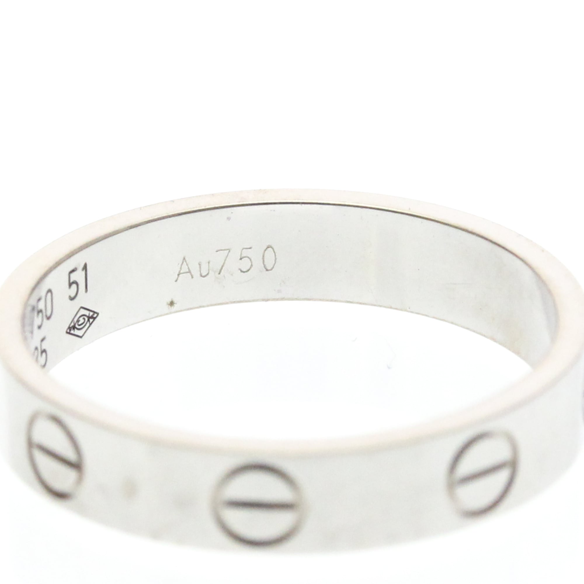 Cartier Love Band 18K White Gold Silver White_Gold Ring Jewelry (Pre-Owned)