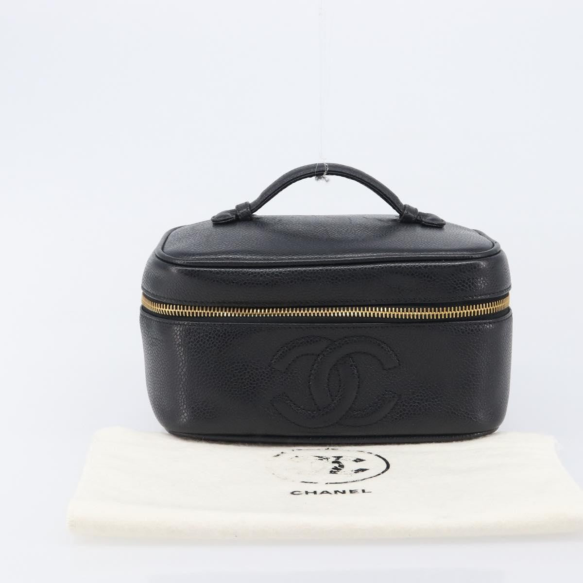 Chanel Vintage Timeless Cosmetic Case Caviar Black Leather Clutche & Pouche Bag (Pre-Owned)