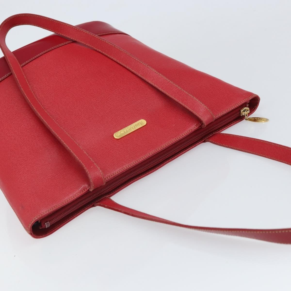 Burberry Vintage Vintage Check Coated Canvas Red Leather Tote Bag Bag (Pre-Owned)