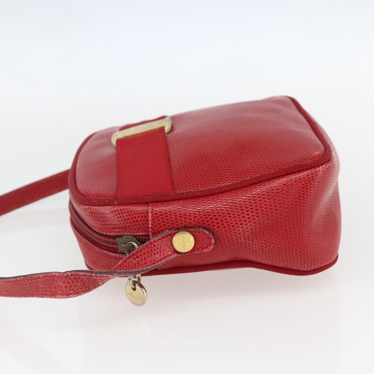 Salvatore Ferragamo Vara Bow Camera Leather Red Leather Shoulder Bag Bag (Pre-Owned)