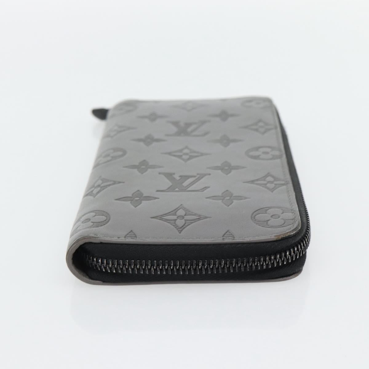 Louis Vuitton Zippy Wallet Vertical Monogram Shadow Leather Gray Leather Wallets Accessory (Pre-Owned)