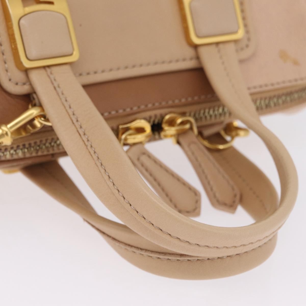 Fendi Chameleon Satchel Leather Beige Leather Handbag (Pre-Owned)