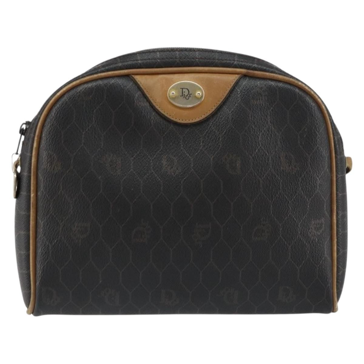 Christian Dior Vintage Honeycomb Canvas And Leather Black Canvas Shoulder Bag Bag (Pre-Owned)