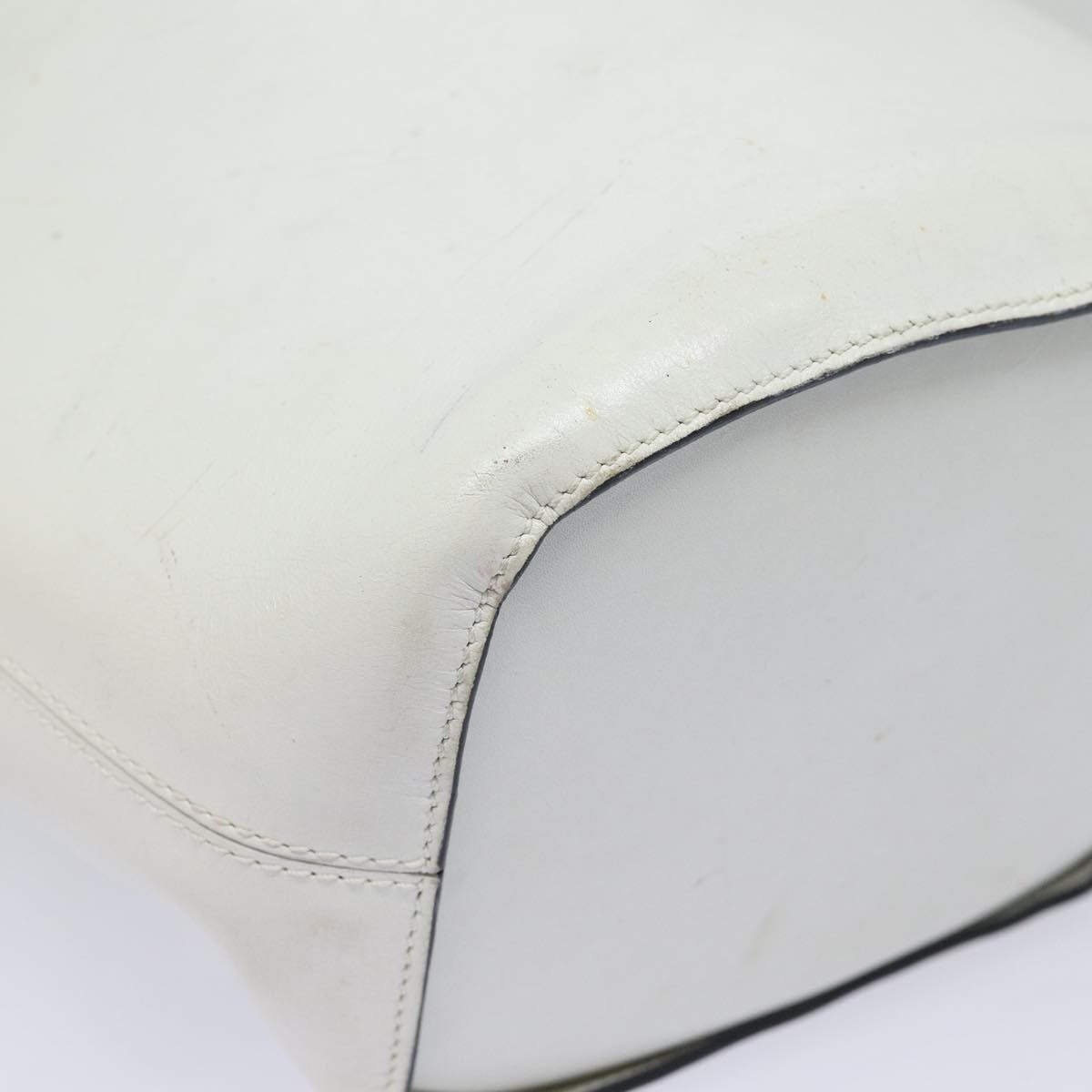 Celine Vintage Circle Logo Leather White Leather Shoulder Bag Bag (Pre-Owned)