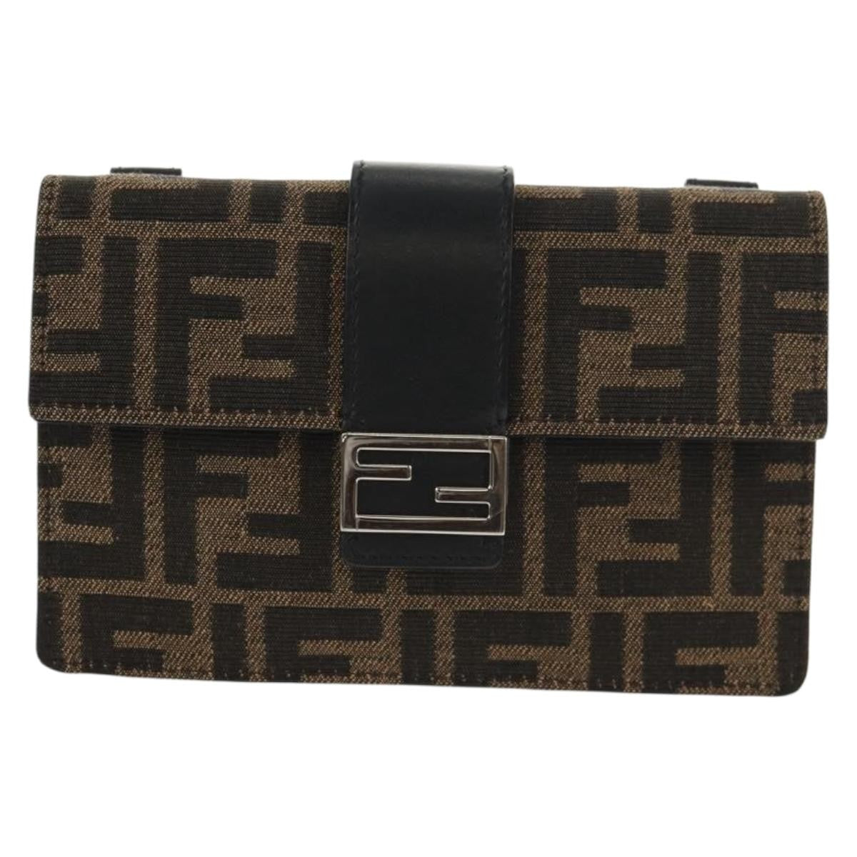 Fendi Baguette Convertible Belt Zucca Canvas Black Canvas Bag (Pre-Owned)