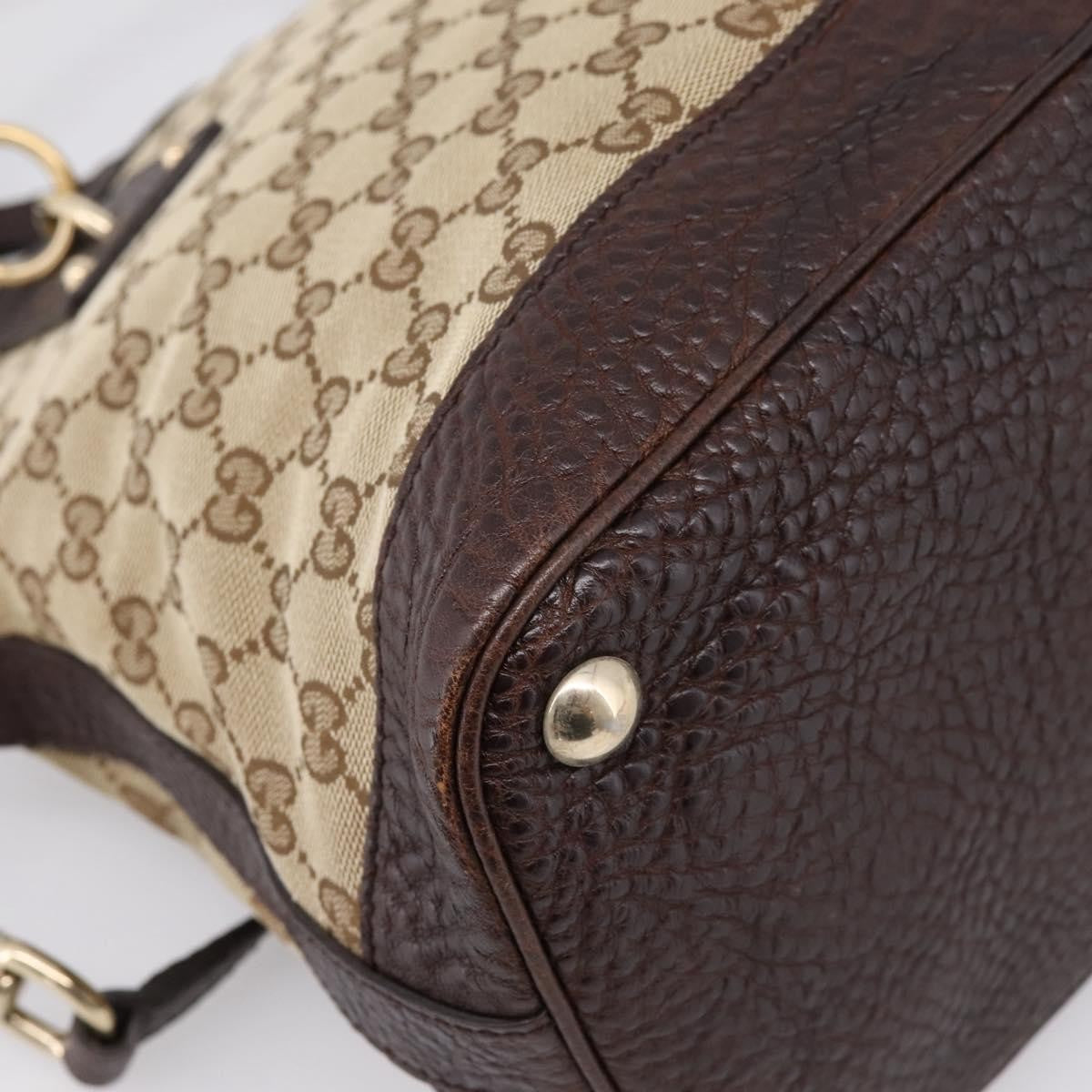 Gucci Britt Convertible Dome Satchel Gg Canvas Beige Canvas Handbag (Pre-Owned)