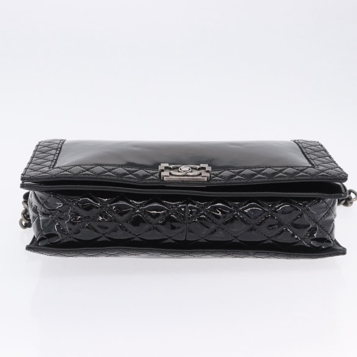 Chanel Reverso Boy Flap Patent Black Patent_Leather Shoulder Bag Bag (Pre-Owned)