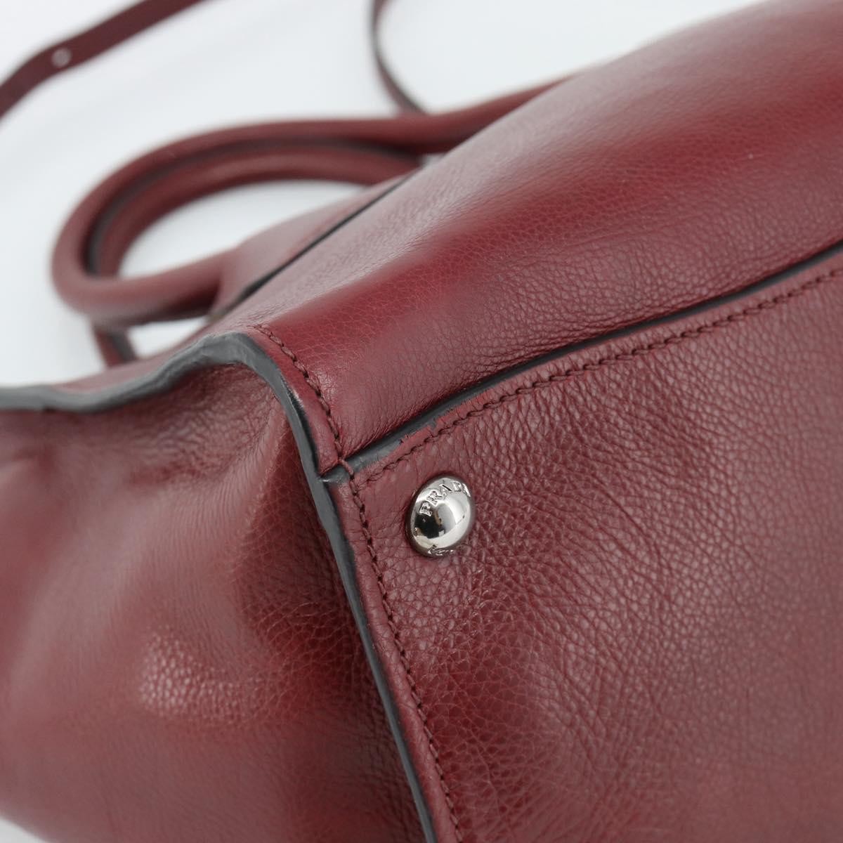 Prada Double Zip Lux Saffiano Leather Red Leather Tote Bag Bag (Pre-Owned)