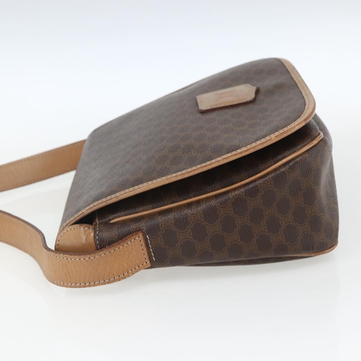 Celine Vintage Macadam Canvas And Leather Brown Canvas Shoulder Bag Bag (Pre-Owned)
