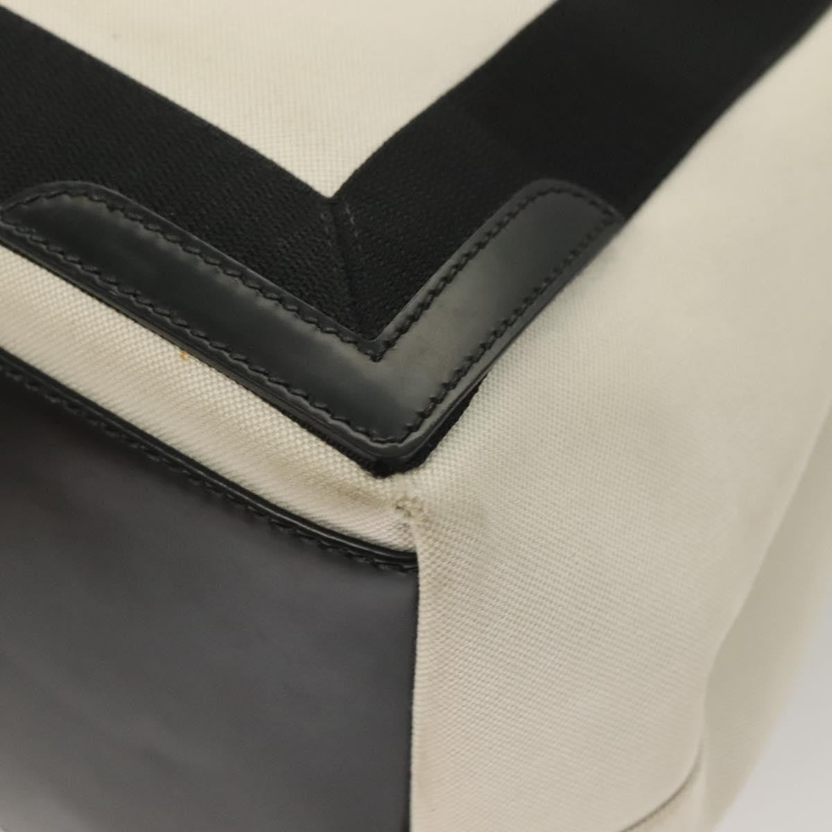 Balenciaga Navy Cabas Canvas With Leather White Canvas Tote Bag Bag (Pre-Owned)
