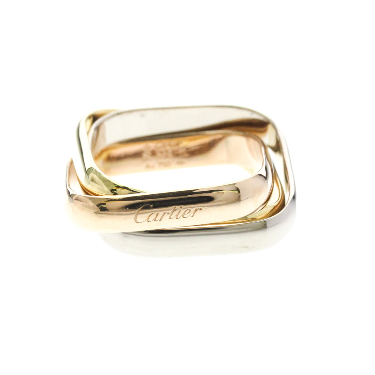 Cartier Trinity Cushion 18K Tricolor Gold Gold Gold Ring Jewelry (Pre-Owned)