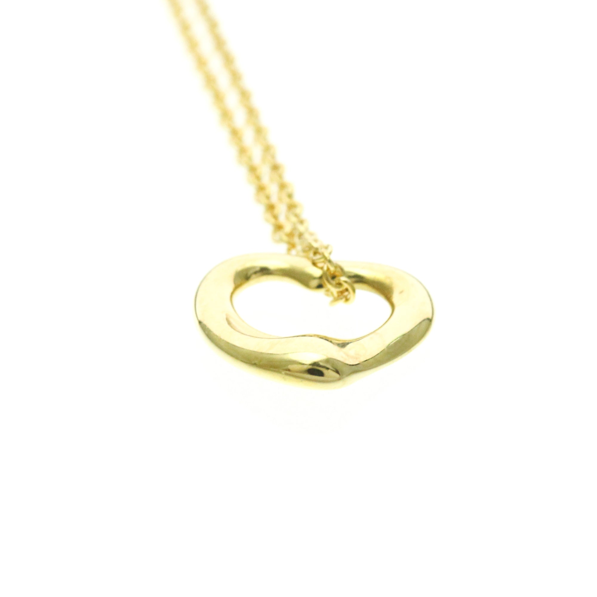 Tiffany & Co. Elsa Peretti Open Heart Pendant 18K Yellow Gold Gold Yellow_Gold Necklace Jewelry (Pre-Owned)