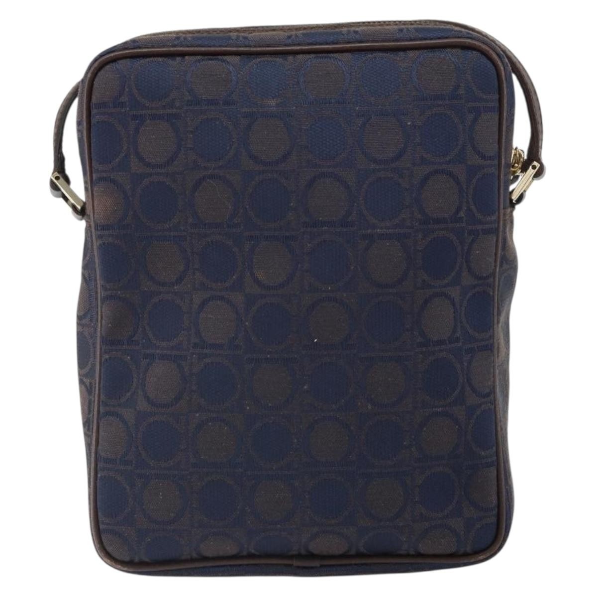 Salvatore Ferragamo Gancini Nylon Navy Nylon Shoulder Bag Bag (Pre-Owned)