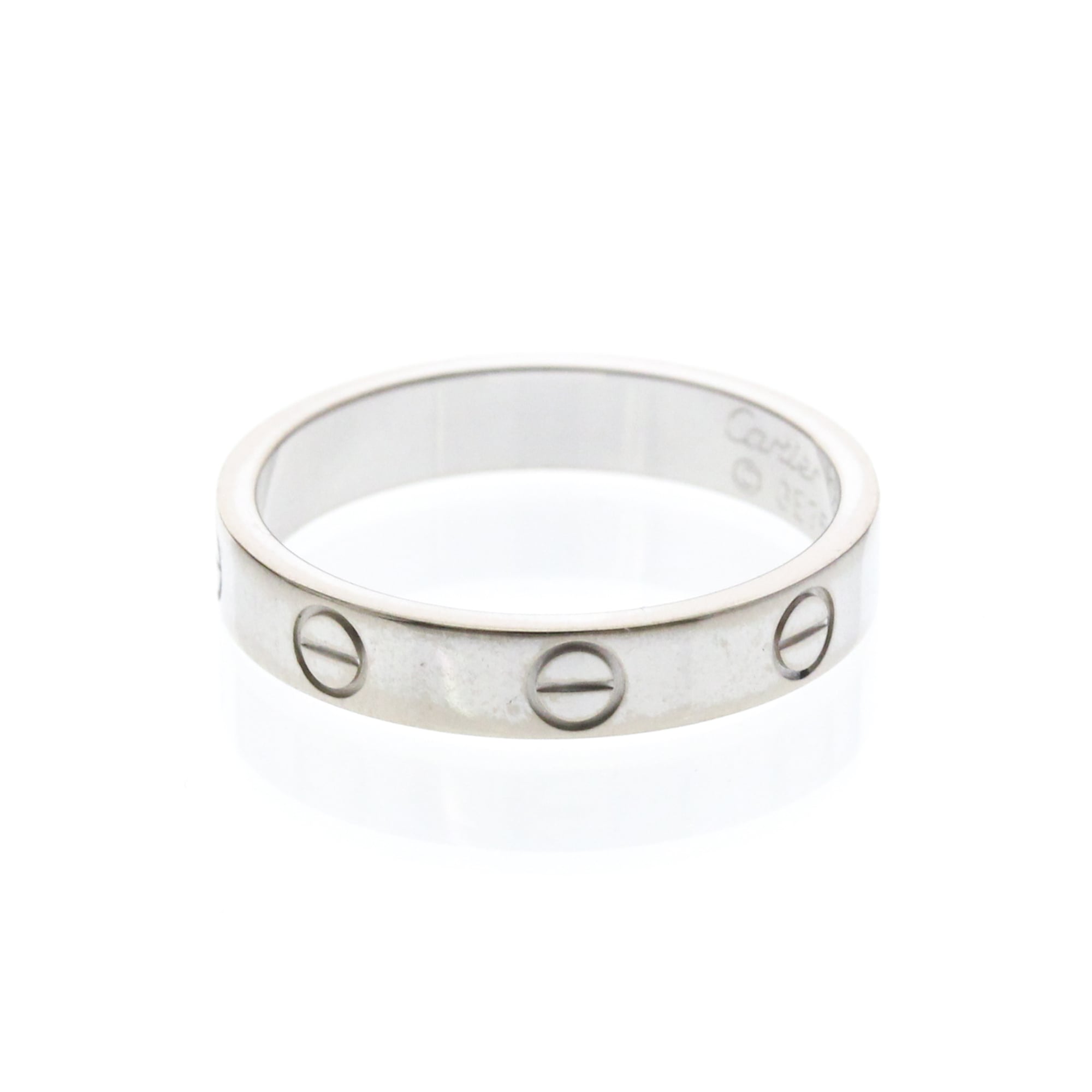 Cartier Love Band 18K White Gold Silver White_Gold Ring Jewelry (Pre-Owned)