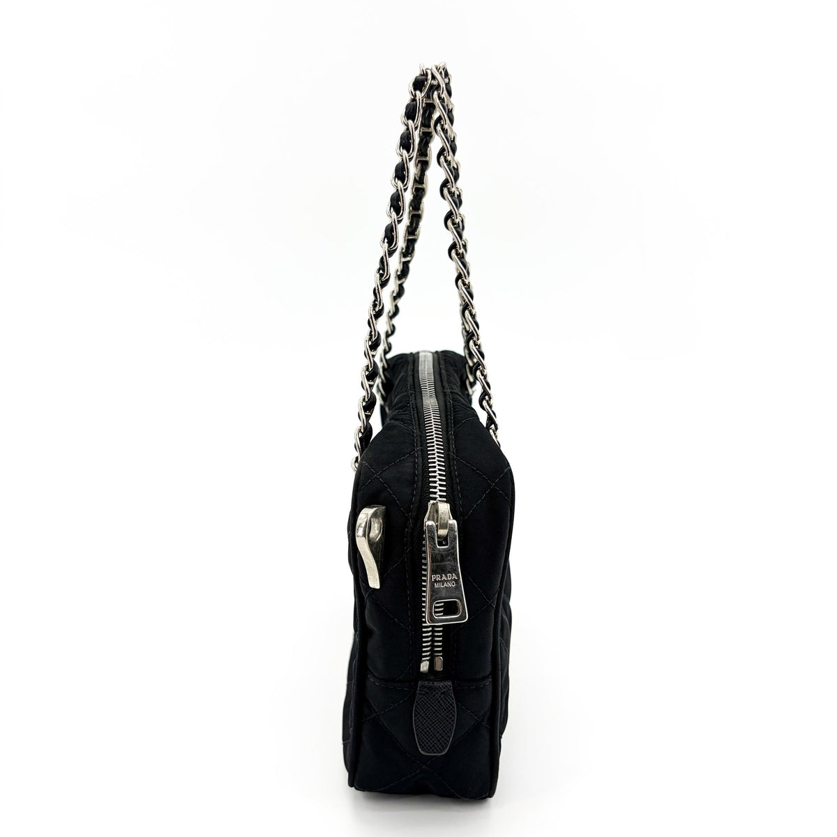 Prada Convertible Quilted Tessuto Black Nylon Shoulder Bag Bag (Pre-Owned)