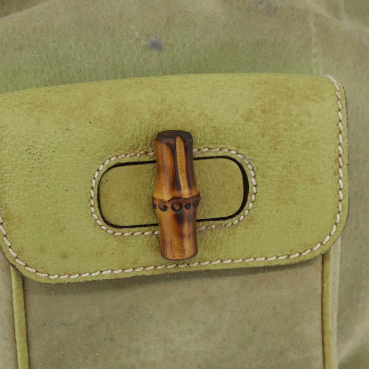 Gucci Gucci Bamboo Daim Green Suede Backpack Bag (Pre-Owned)