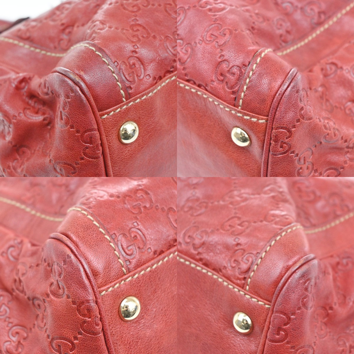 Gucci Vintage Leather Red Leather Handbag (Pre-Owned)