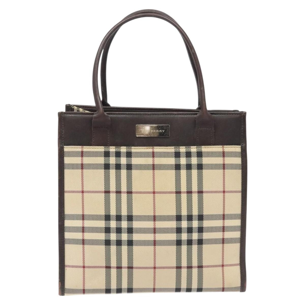 Burberry Nova Check Nylon Beige Nylon Handbag (Pre-Owned)