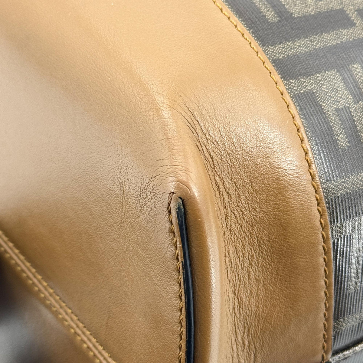 Fendi Ff Logo Stamp Shopping Zucca Coated Canvas Brown Canvas Tote Bag Bag (Pre-Owned)