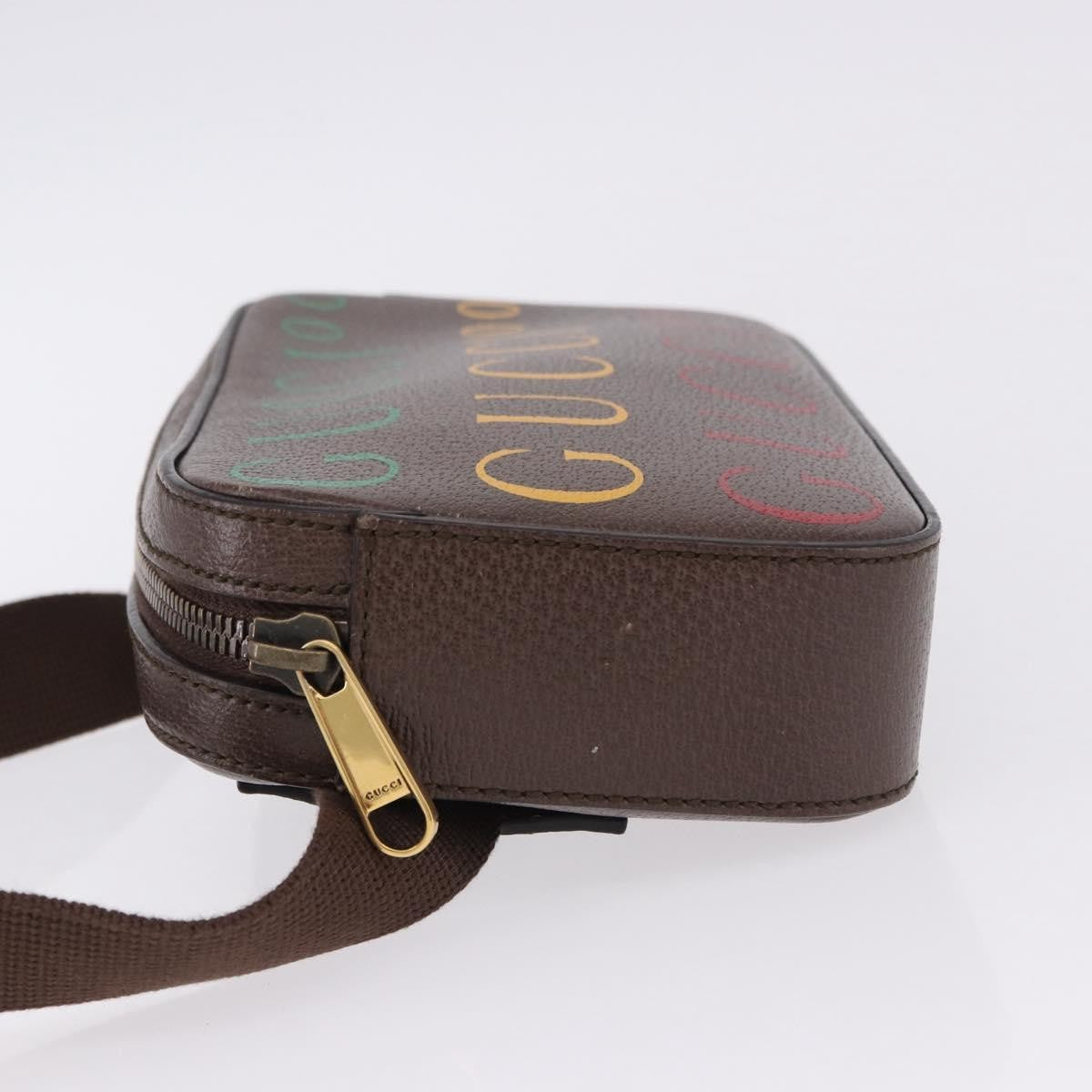Gucci Aria 100Th Anniversary Belt Printed Leather Brown Leather Clutche & Pouche Bag (Pre-Owned)