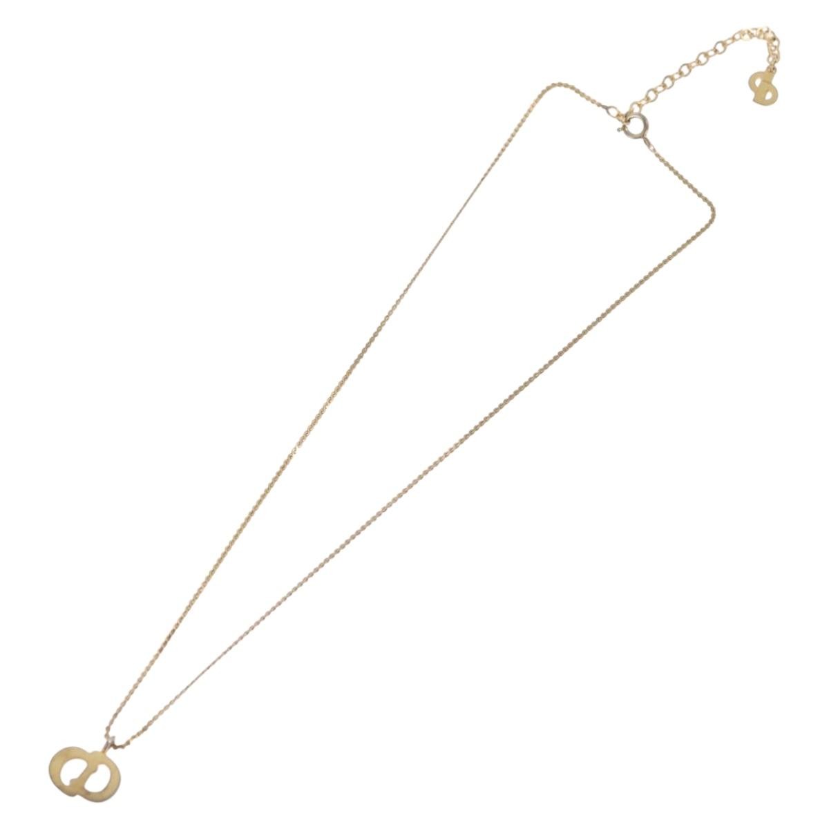 Christian Dior Vintage Cd Pendant Metal With Crystals Gold Metal Necklace Jewelry (Pre-Owned)