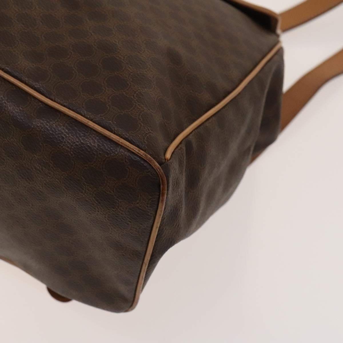 Celine Vintage Drawstring Flap Macadam Coated Canvas Brown Canvas Backpack Bag (Pre-Owned)