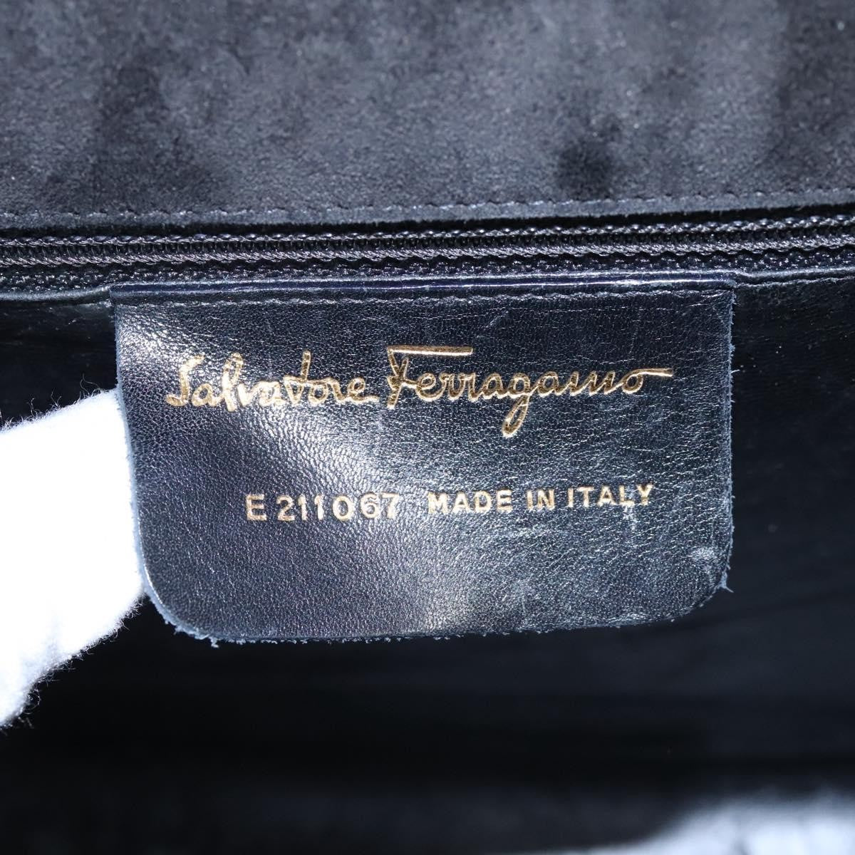 Salvatore Ferragamo Gancini Flap Patent Leather Black Patent_Leather Shoulder Bag Bag (Pre-Owned)