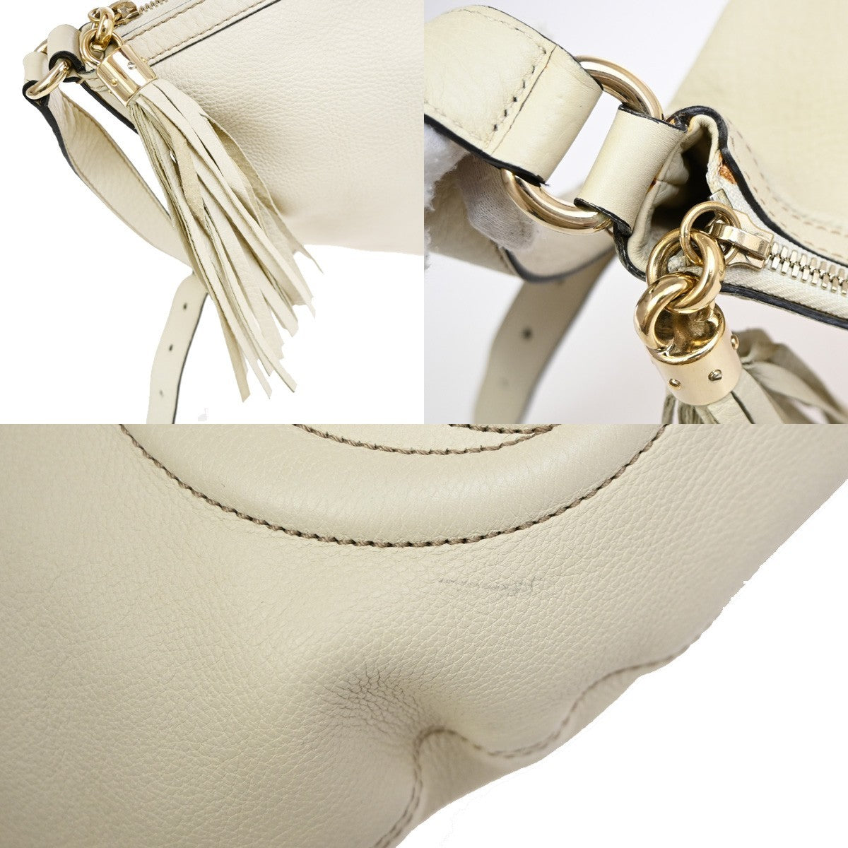 Gucci Soho Messenger Leather White Leather Shoulder Bag Bag (Pre-Owned)