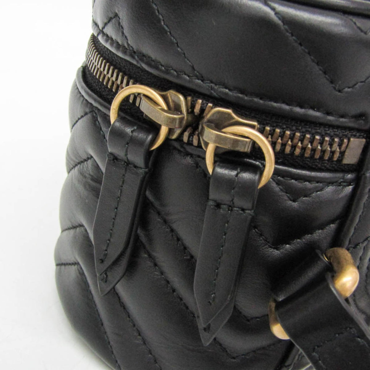 Gucci Gg Marmont Vanity Matelasse Leather Black Leather Backpack Bag (Pre-Owned)