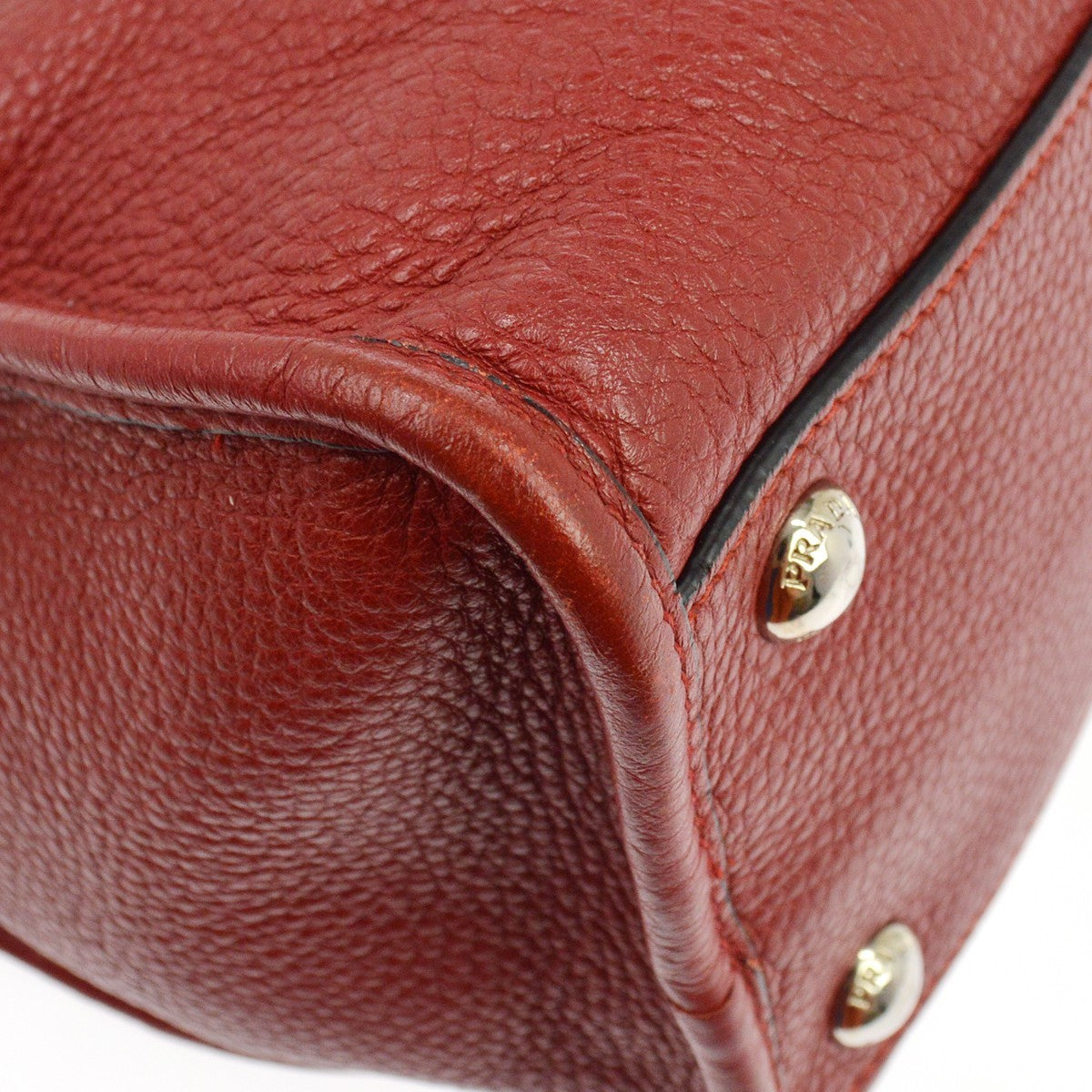 Prada Convertible Boston Vitello Daino Red Leather Handbag (Pre-Owned)