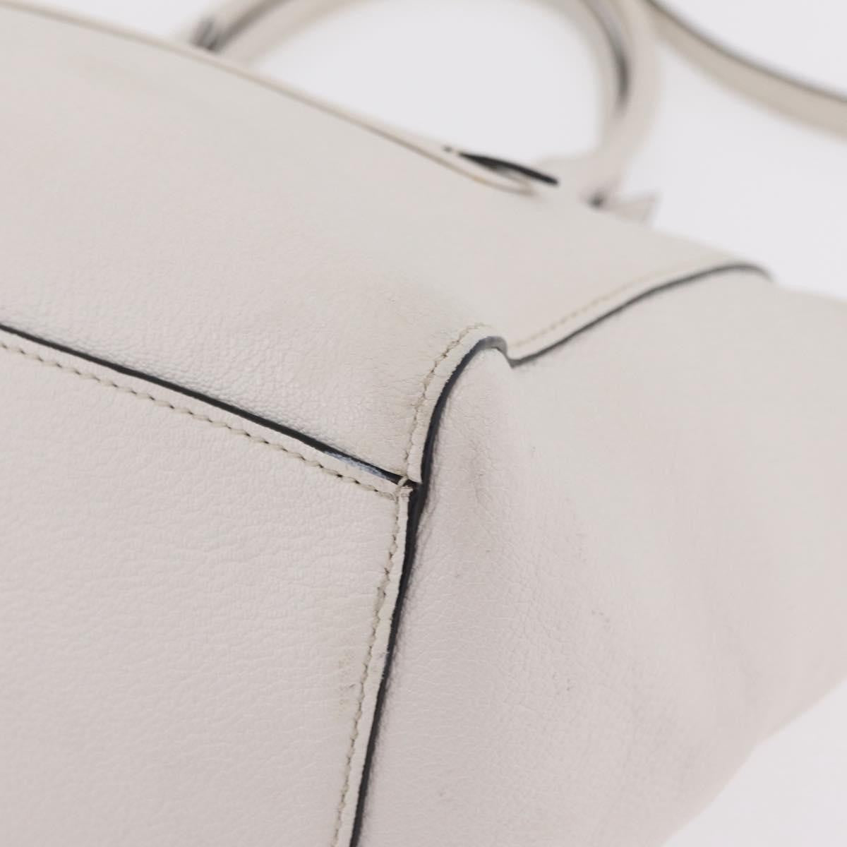Miu Miu Madras Front Zip Leather White Leather Tote Bag Bag (Pre-Owned)
