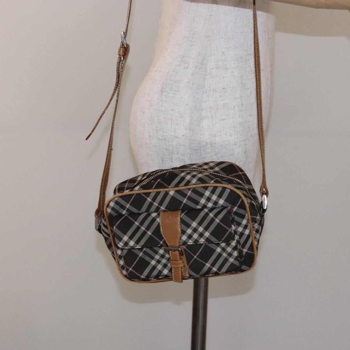 Burberry Nova Check Blue Label Canvas Brown Canvas Shoulder Bag Bag (Pre-Owned)