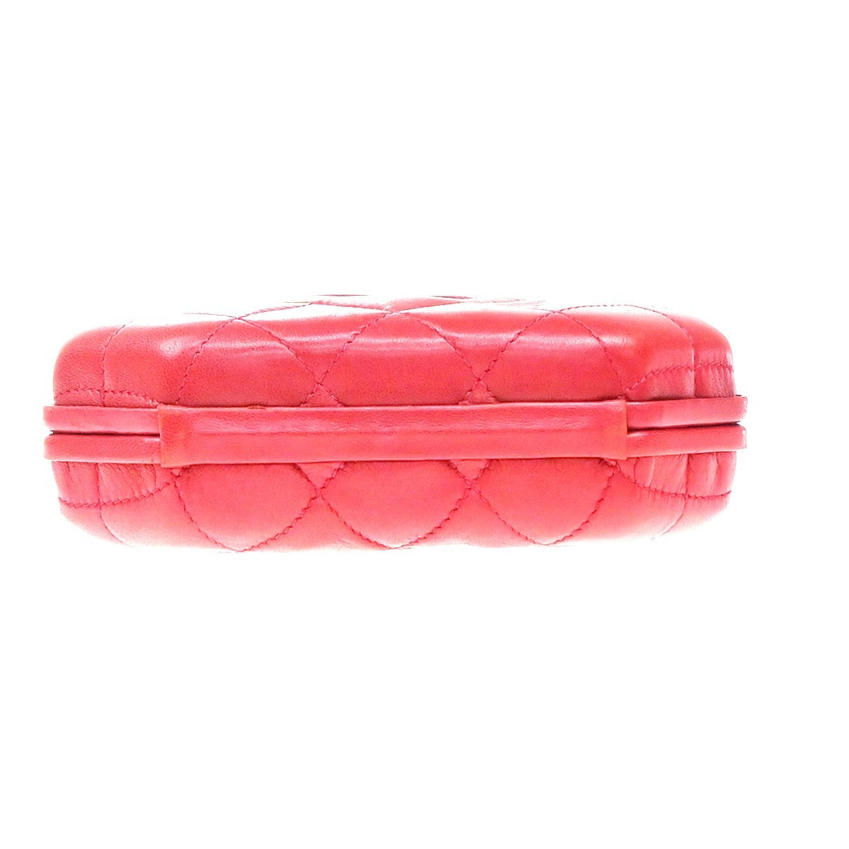 Chanel Vintage Chain Frame Quilted Lambskin Red Leather Handbag (Pre-Owned)