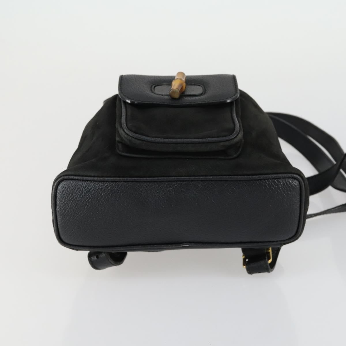 Gucci Vintage Bamboo Suede Black Leather Backpack Bag (Pre-Owned)