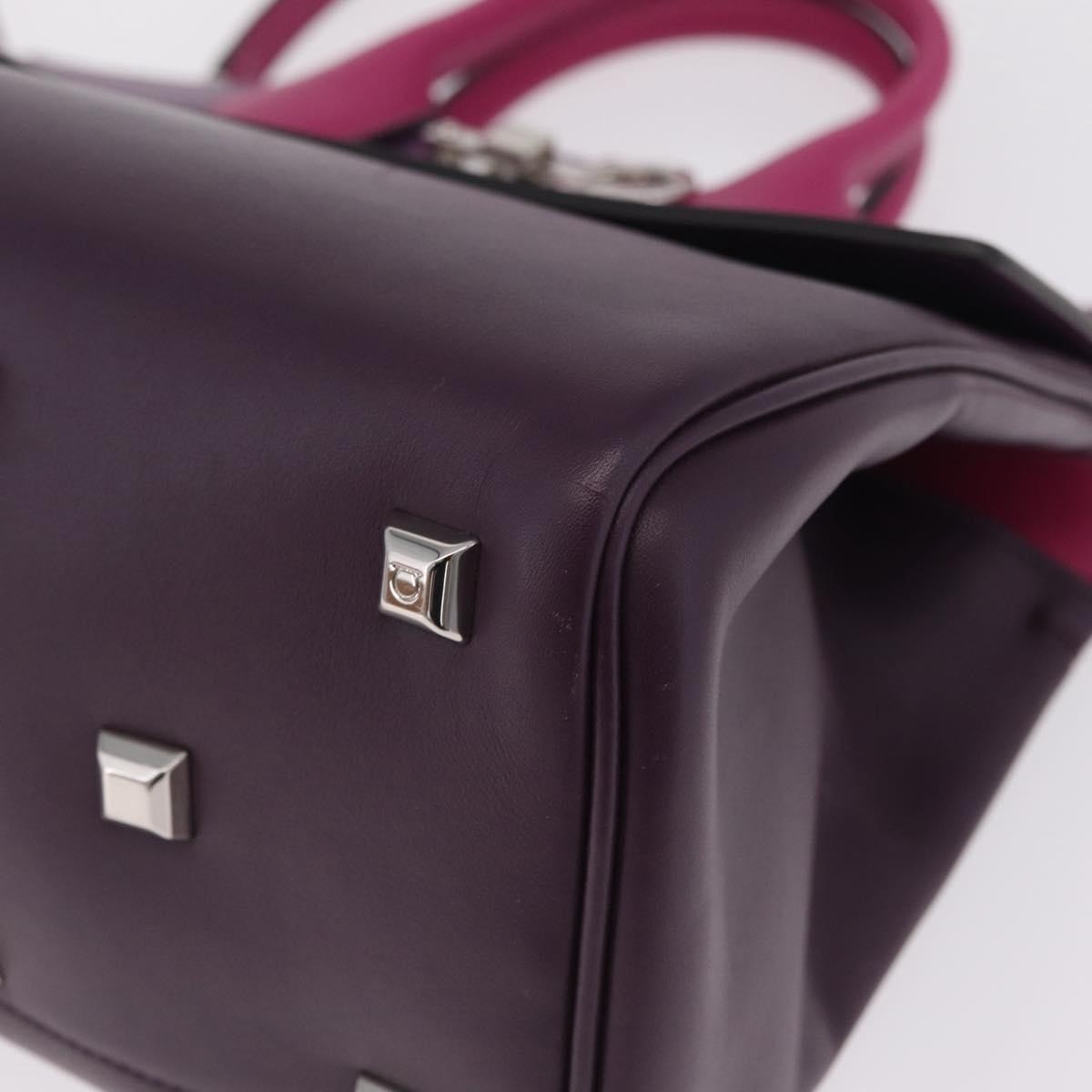 Salvatore Ferragamo Studio Satchel Leather Purple Leather Handbag (Pre-Owned)