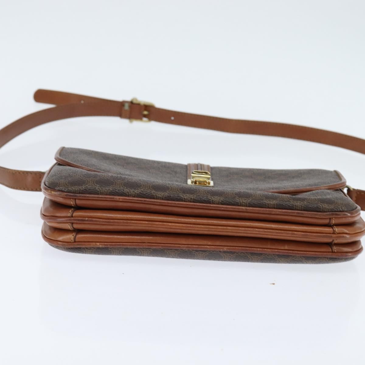 Celine Macadam Shoulder Pvc Leather Brown Pvc Shoulder Bag Bag (Pre-Owned)