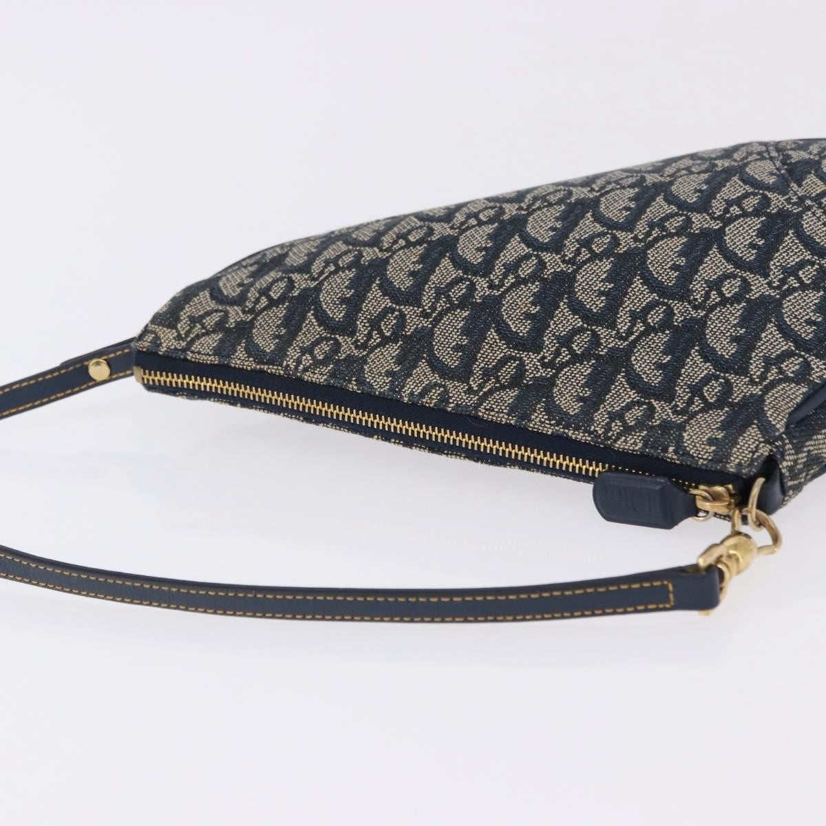 Christian Dior Vintage Saddle Bag Canvas Navy Canvas Clutche & Pouche Bag (Pre-Owned)