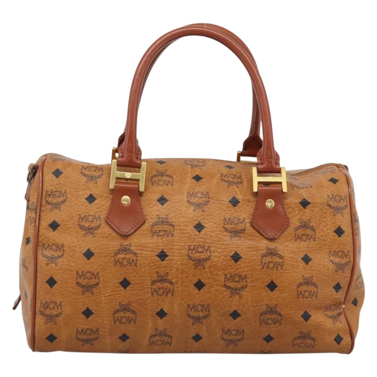 MCM Visetos Logogramme Leather Brown Leather Handbag (Pre-Owned)