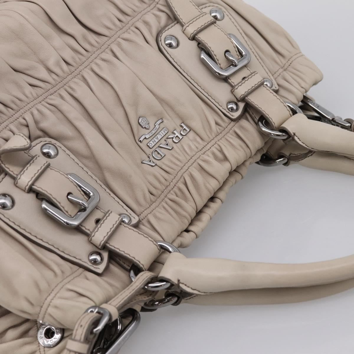 Prada Gaufre Convertible Nappa Leather Beige Leather Tote Bag Bag (Pre-Owned)