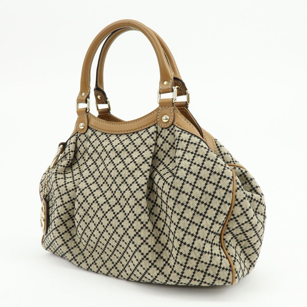 Gucci Sukey Microguccissima Leather Beige Canvas Tote Bag Bag (Pre-Owned)