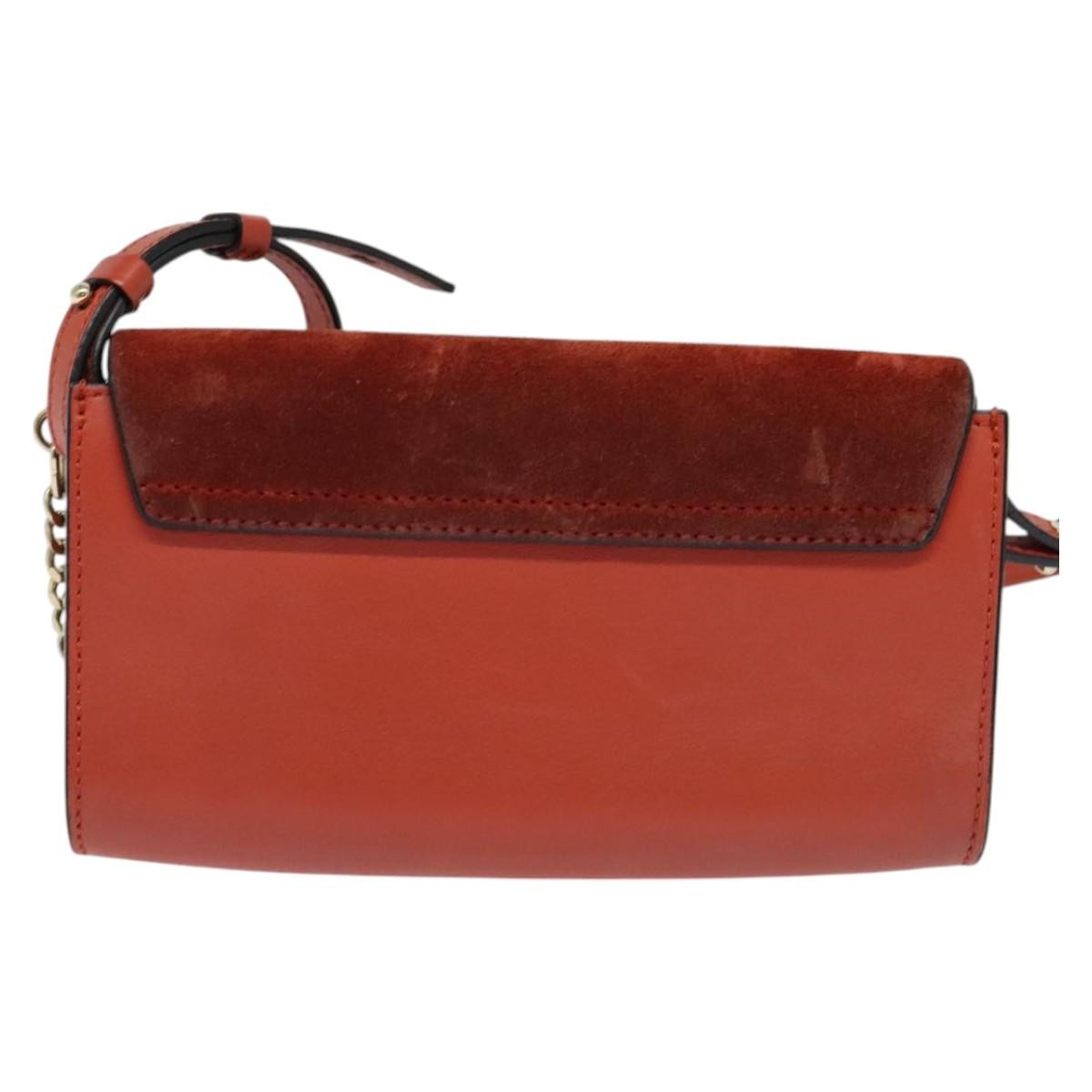 Chloe Faye Leather And Suede Red Leather Shoulder Bag Bag (Pre-Owned)